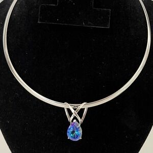 Discover Omega Necklace Womens 925 Sterling Silver Reversible Mystic Topaz Italy